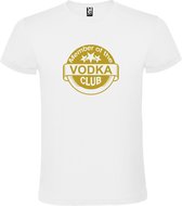 Wit  T shirt met  " Member of the Vodka club "print Goud size XXXXL