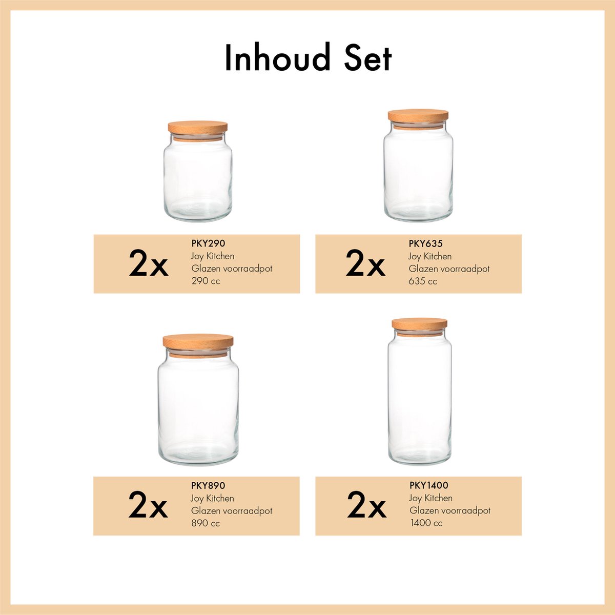 Joy Kitchen glazen voorraadpotten combinatie | Set van 8 potten | houten lucht afsluitende ronde deksels | voorraadpotten glas met deksel | voorraadpotten glas | voorraadpot | keuken voorraad organizer | duurzame hersluitbare voorraadpotten — cadeau in Wonen & Interieur - foto 2