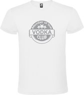 Wit  T shirt met  " Member of the Vodka club "print Zilver size S