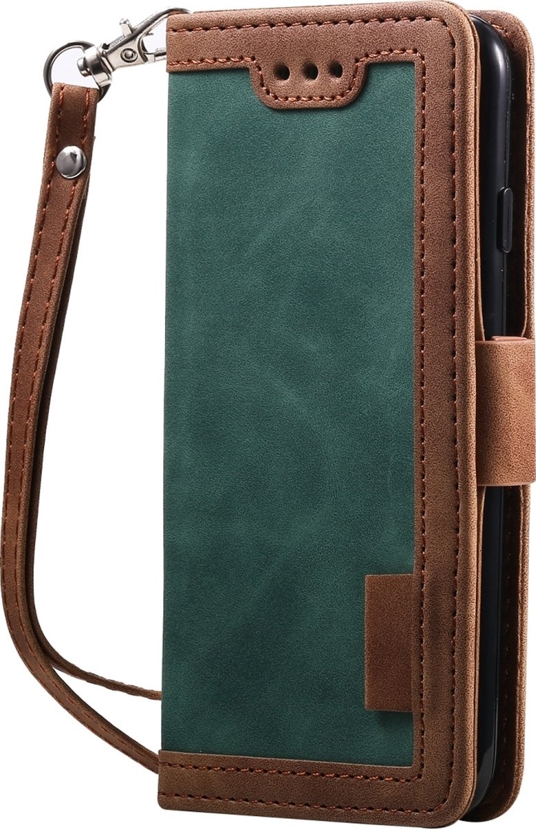 Mobigear Telefoonhoesje geschikt voor Apple iPhone 7 Hoesje | Mobigear Two Tone Bookcase Portemonnee | Pasjeshouder voor 3 Pasjes | Telefoonhoesje voor Pinpas / OV Kaart / Rijbewijs - Groen