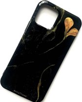 AnnaThome - iPhone 12 mini telefoonhoesje - Heart - Marmer - Zwart - Goud