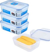 Boîtes de conservation empilables Lock&Lock | Boîtes de conservation des aliments | Lunchbox - Set de 4 pièces - 1,2 litre - Transparent