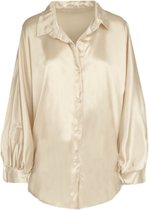 Oversized satin blouse beige