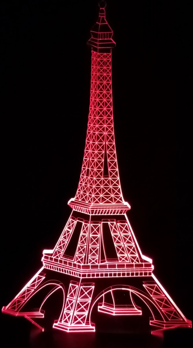 Nachtlamp 'Eiffeltoren' - LED lamp - 3D Illusion - 7 kleuren en 4 effecten - Parijs — afbeelding 5