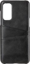 Shop4 - OnePlus Nord 2 5G Hoesje - Harde Back Case Cabello met Pasjeshouder Zwart