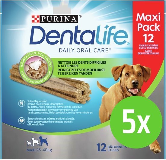 5 x Purina Dentalife Daily Oral Care Large - Hondensnacks - 426 g