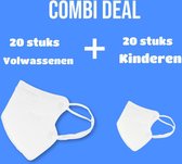 FFP2 | Kind FFP2 | ffp2 mondkapje kinderen | ffp2 kinderen | Mondkapjes ketting | 40 stuks | Combi Deal wit