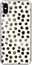Geschikt voor iPhone Xs hoesje - Stippen - Zwart - Wit - Siliconen Telefoonhoesje