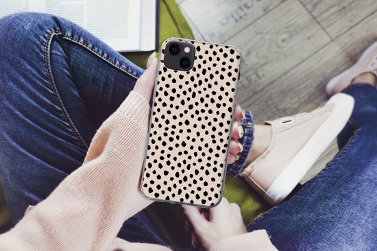 Coque iPhone 13 mini - Pois - Zwart - Beige - Siliconen