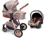 Kinderwagen | 3 in 1 kinderwagen | Luxe Baby Buggy 3 in 1 | Baby Wagen | Kinderwagen met autostoel en wieg | Hoge Kwaliteit | Grijs | Buggy | Kinderwagen 3 in 1 |