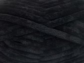 Chenille garen zwart kopen – 100% micro fiber pakket 2 bollen totaal 400gram dikke chunky yarn – pendikte 12-16 mm | DEWOLWINKEL.NL