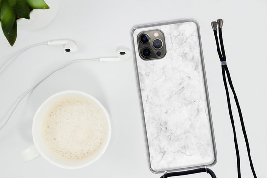 Cordon de téléphone - Chaîne de téléphone - Coque avec cordon iPhone 13 Pro - Marbre - Motifs - Luxe - Siliconen - Bandoulière - Coque de téléphone avec cordon