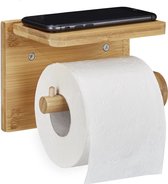 JoFlow® Toiletrolhouder met Plankje | Wc Rolhouder staand | Bamboe Badkamer Accessoires | Montage met schroeven en/of 3M plakstrips