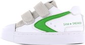 Shoesme witte klittenband sneaker met groene striping