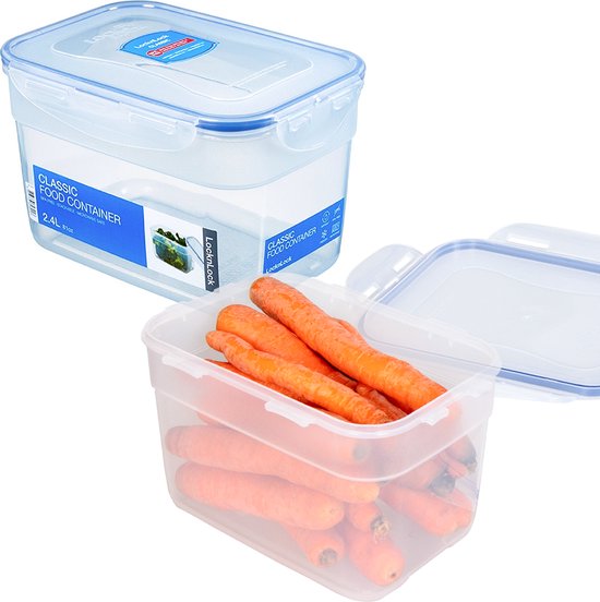 Lock&Lock Vershoudbakjes set met deksel - Meal prep bakjes - Diepvriesbakjes - Diepvriesdozen - Bewaardozen voedsel - Magnetron bakjes - Vershouddoos - Stapelbaar - Luchtdicht - Lekvrij - BPA vrij - Transparant - 2.4 liter - Set 2 stuks - LocknLock