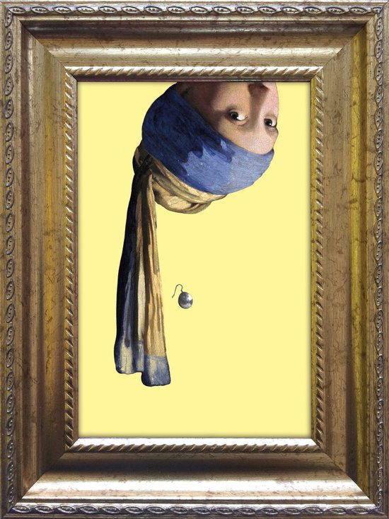 Vermeer Fille à la perle à l'envers - art miniature - encadré 15x20cm