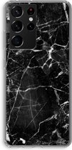 CaseCompany® - Galaxy S21 Ultra hoesje - Zwart Marmer 2 - Soft Case / Cover - Bescherming aan alle Kanten - Zijkanten Transparant - Bescherming Over de Schermrand - Back Cover