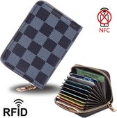 Portefeuille avec fermeture à glissière en cuir PU carré noir / Porte-cartes de crédit avec fonction anti-skim RFID / portefeuille pour dames fan.