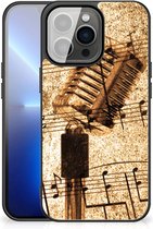 Siliconen Hoesje met Naam iPhone 13 Pro Max Telefoon Hoesje met Zwarte rand Bladmuziek