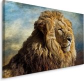 Schilderij - Majestueuze Leeuw, Vintage print, Premium Kwaliteit