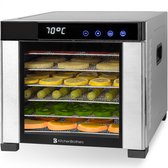KitchenBrothers Voedseldroger - Elektrisch 650W Dehydrator - 6 Laags Droogoven - 9 Hitte-niveaus - 35°C Tot 75°C - LED Display - Timer en Alarm met Automatische Stop - RVS/Zwart