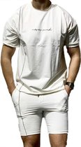 Heren zomer set basic- wit - 2 delig - maat XL -  valentijnsdag - valentijnscadeau
