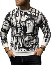 Heren trui / sweater - wit - mannen trui met verfspatten - maat S - 318 - valentijnsdag - valentijnscadeau