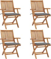 Decoways - Tuinstoelen 4 stuks inklapbaar met kussens massief teakhout