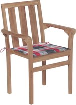 Decoways - Tuinstoelen stapelbaar 6 stuks met kussens massief teakhout