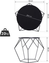 HOMdotCOM Bijzettafel koffietafel geometrisch metaal zwart 54 x 54 x 44 cm