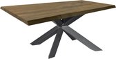 Boomstam tafel eikenhout gedraaid spin-poot onderstel - warme bruine kleur - extra dik blad