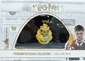 Harry Potter - Hogwarts House Crest + Albus Dumbledore Wand + Neville Longbottom Wand - Premium Keychain Collection Deluxe Box