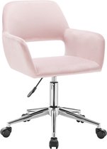 Kamyra® Bureaustoel met Armleuning - Ergonomisch, met Wieltjes & In Hoogte Verstelbaar - Bureaustoelen, Stoel - 43x38x81 - Roze