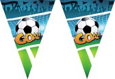 3x stuks voetbal thema vlaggetjes slingers/vlaggenlijnen groen/blauw van 5 meter met 10 puntvlaggetjes - Feestartikelen/versiering