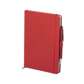 Luxe schriften/notitieboekje rood met elastiek en pen A5 formaat - 100x gelinieerde paginas
