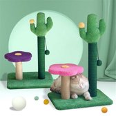 Paars - Cactusvorm Krabpaal - Huisdierspeelgoed - Krabpaal voor katten - voor katten Klimboom - Slijpnagels Meubelbescherming - Kattenspeelgoed met bal 65cm