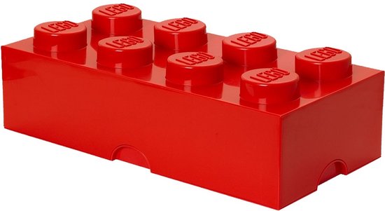 Rode Lego opbergdoos met 8 noppen.
