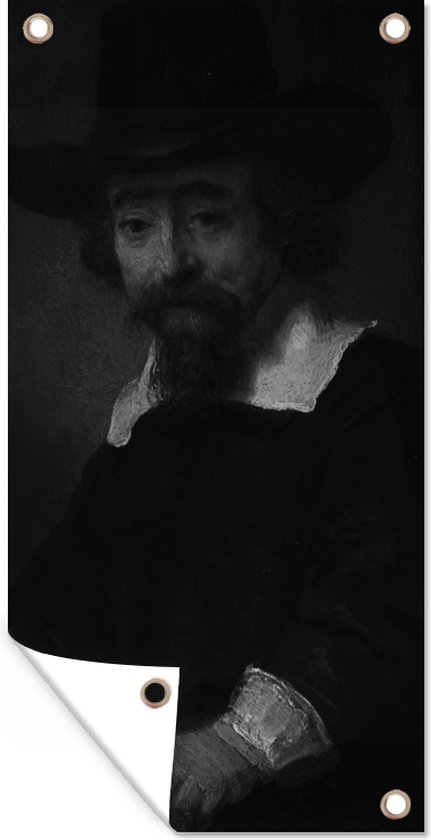 Tuinposter Portret van dr Ephraïm Bueno - Rembrandt van Rijn - 30x60 cm - Tuindoek - Buitenposter