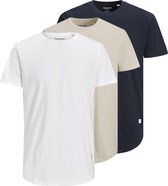 Jack & Jones Noa T-shirt - Mannen - wit - beige - donkerblauw