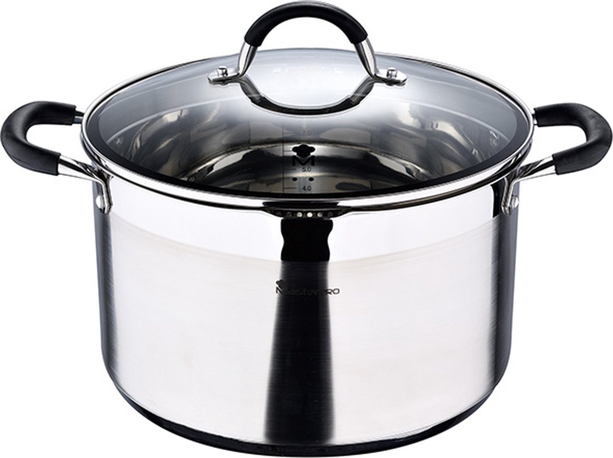 Masterpro - Grote kookpan met deksel - 28 cm - 9.5L - RVS