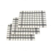 Kitchen theedoekenset 3 stuks - Glazendoeken - 50x70 cm- 100% katoen - Zwart - Gestreept