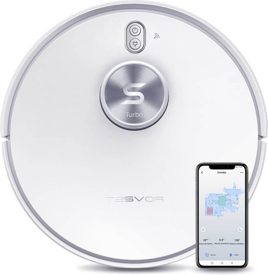 S6 Turbo - Robotstofzuiger met Dweilfunctie- 4000 PA zuigkracht | met Lasernavigatie | Robotstofzuigers met APP | Laadstation |Afstandsbediening