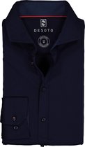 DESOTO slim fit overhemd - stretch tricot - donkerblauw - Strijkvrij - Boordmaat: 43/44