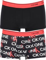 Calvin Klein low rise trunks (2-pack) - lage microfiber heren boxers kort - zwart en logo print met rood en wit -  Maat: M