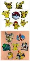 Pokémon  - 15 delige set - stof & strijk applicatie