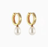 Druppel Parel Oorbellen – 18K Goud Verguld 925 Zilver – Pearl Huggie Hoop Earrings – Valentijn Cadeautje Dames