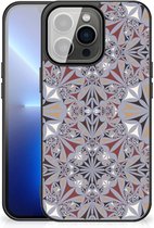 Hoesje iPhone 13 Pro Max Telefoonhoesje met Zwarte rand Flower Tiles