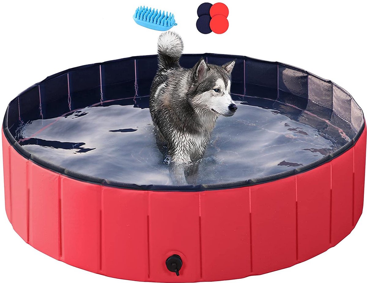 Yaheetech Hondenzwembad, 160 cm, met sprinkler, 0,6 cm dik, opvouwbaar kinderbadje voor honden, antislip, waterspeelgoed voor zomer, outdoor, tuin, blauw