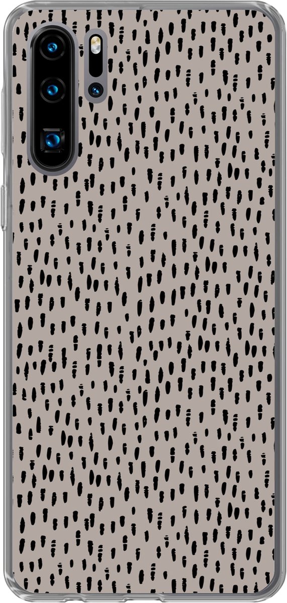 Telefoonhoesje Geschikt voor Huawei P30 Pro hoesje - Stippen - Bruin - Zwart - Siliconen Telefoonhoesje Telefoonhoesje