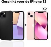 Apple iphone 13 hoesje siliconen zwart achterkant + 2x screen protector/iphone 13 hoesje backcover black siliconen + 2x tempert glass